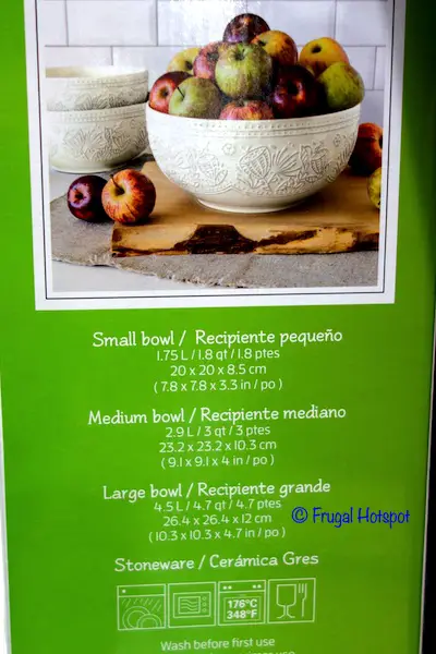 Over & Back Harvest 3-Pc Bowl Set Dimensions Costco Over & Back Harvest 3-Pc Bowl Set Dimensions Costco