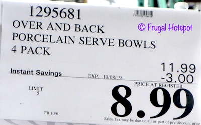 Over and Back What a Dish! Porcelain Serving Bowls 4-Count Costco Sale Price Over and Back What a Dish! Porcelain Serving Bowls 4-Count Costco Sale Price