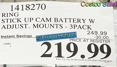 Ring Stick Up Cam Battery (3rd gen) and Mounts 3 Pack | Costco Sale Price
