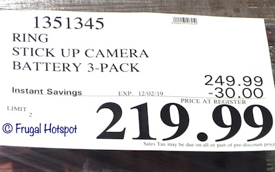 Ring Stick Up Camera Battery 3-Pack Costco Sale Price Ring Stick Up Camera Battery 3-Pack Costco Sale Price