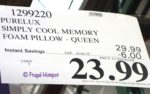 pureLUX Gel Memory Foam Simply Cool Pillow Queen Size Costco Sale Price