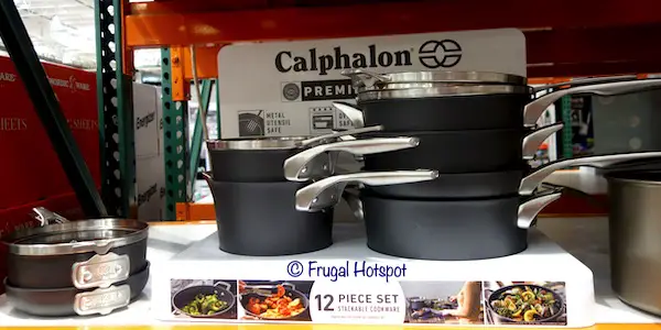 Calphalon Premier Hard Anodized Nonstick Space-Saving 12-Piece Cookware Costco Display Calphalon Premier Hard Anodized Nonstick Space-Saving 12-Piece Cookware Costco Display