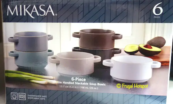 Mikasa Ella 6-Piece Double Handled Stackable Soup Bowls Costco