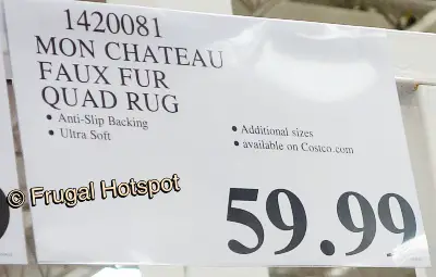 Mon Chateau Faux Fur Quad Rug | Costco Price