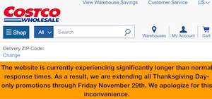 Costco Nov 28 2019 Website Delay