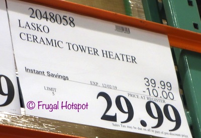 Lasko Ceramic Tower Heater Costco Sale Price