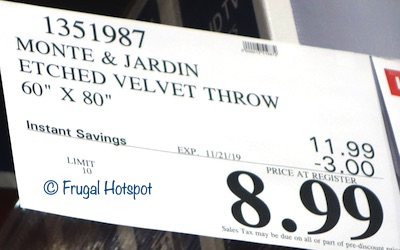 Monte & Jardin Velvet Throw Costco Sale Price