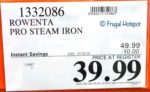 Rowenta Pro Steam Iron Costco Sale Price