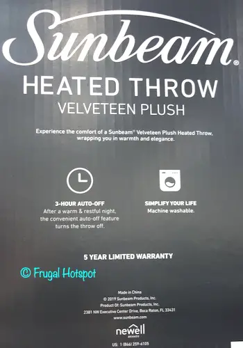 Sunbeam Electric Heated Throw Velveteen Plush Costco