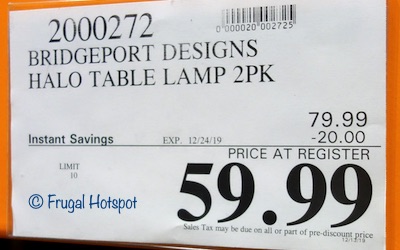 Bridgeport Designs Halo Table Lamp Costco Sale Price