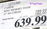 Casper Memory Foam 12-inch Mattress King Costco Sale Price