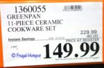 GreenPan New York Pro Ceramic Nonstick Cookware 11-Piece Set Costco Sale Price