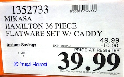 Mikasa Hamilton 36-Piece Flatware Set with Caddy Costco Sale Price