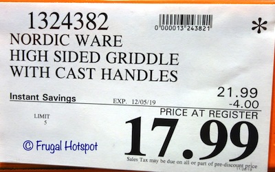 Nordic Ware High Sided Double Burner Griddle Costco Sale Price