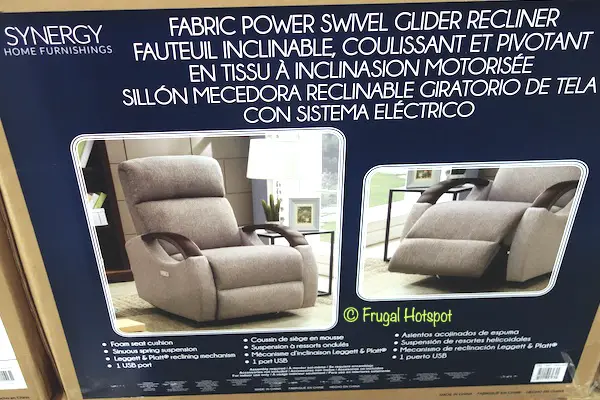 Synergy Home Fabric Power Swivel Glider Recliner Costco