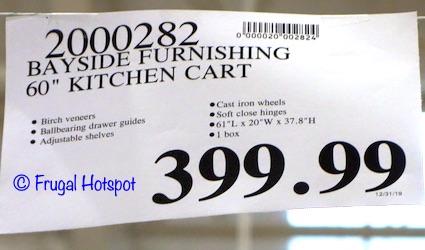 Bayside Furnishings 60 Kitchen Cart Costco Price
