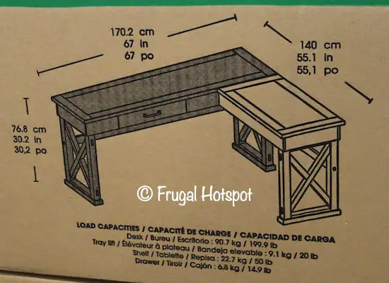 Bayside Furnishings 67 Corner Desk with Lift Dimensions Costco Bayside Furnishings 67 Corner Desk with Lift Dimensions Costco