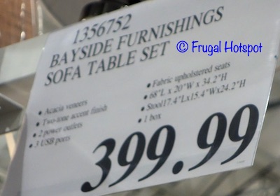 Bayside Furnishings Sofa Table Set Costco price
