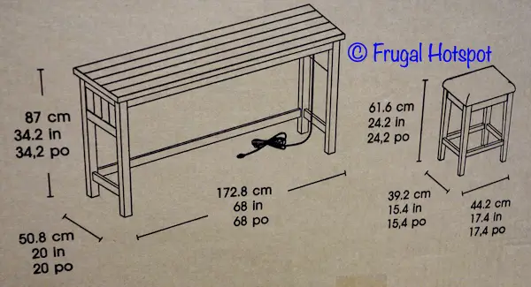 Bayside Furnishings Sofa Table Set Dimensions Costco