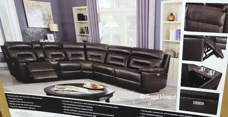 Corry Leather Power Reclining 6-Pc Sectional Costco