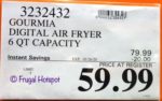 Gourmia Digital Air Fryer 6-Quart Costco Sale Price