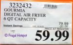 Gourmia Digital Air Fryer 6-Quart Costco Sale Price Gourmia Digital Air Fryer 6-Quart Costco Sale Price