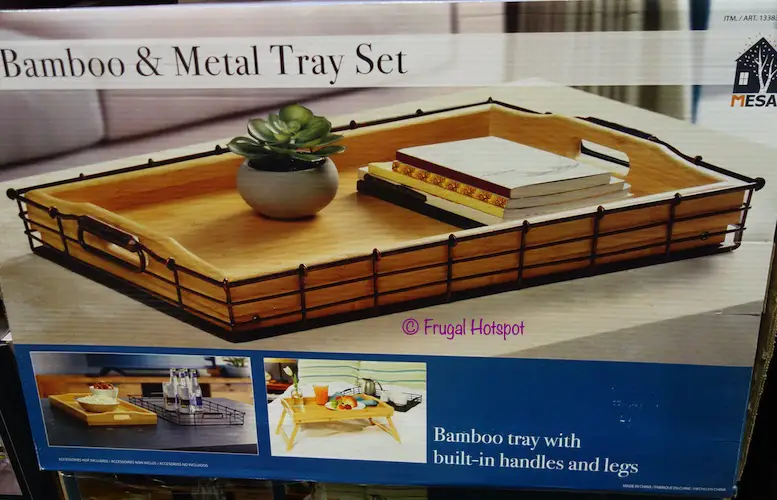 Mesa Bamboo and Metal Serving Tray Set Costco