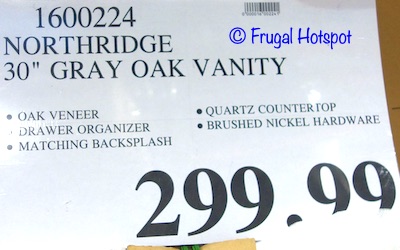 Northridge Home 30 Gray Oak Bathroom Vanity Costco price