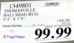 Thomasville Bali Luxury Shag Rug 5'3 x 7'5 Costco Sale Price