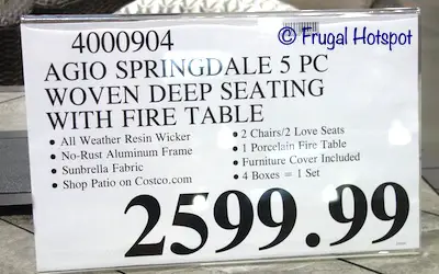 Agio Springdale 5-Piece Fire Chat Set Costco Price