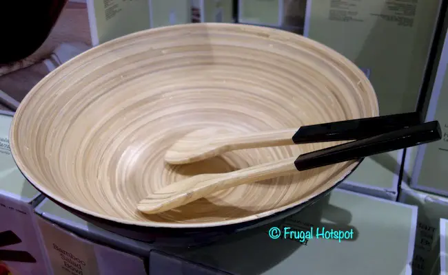 Bamboo Salad Bowl with Utensils Costco Display