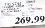 Bayside Furnishings East Hill 54 Writing Desk Costco Price Bayside Furnishings East Hill 54 Writing Desk Costco Price