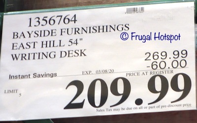 Bayside Furnishings East Hill 54 Writing Desk Costco Sale Price Bayside Furnishings East Hill 54 Writing Desk Costco Sale Price