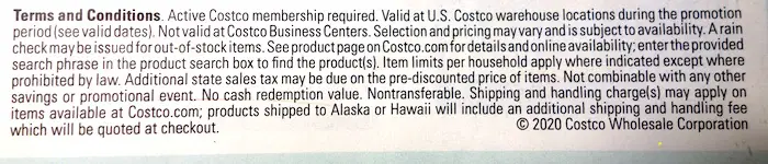 Costco February 2020 Coupon Book Terms Conditions