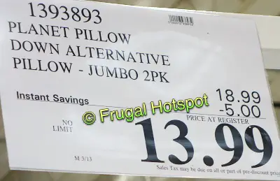 Planet Pillow Jumbo Down Alternative Pillow 2-Pack | Costco Sale Price