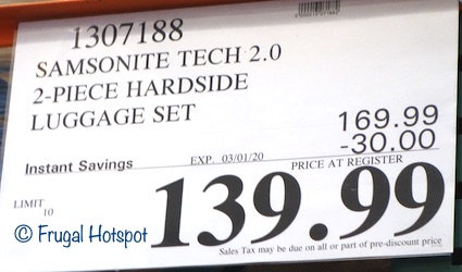 Samsonite Tech Two 2-Piece Hardside Luggage Set Costco Sale Price