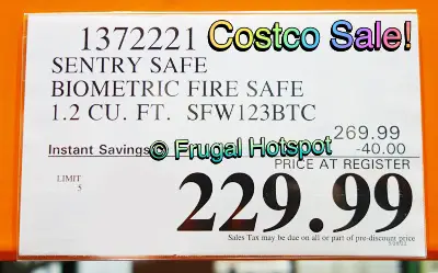 Sentry Safe Biometric Fire Safe | Costco Sale Price