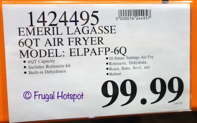 Emeril Lagasse 6-Quart Air Fryer Pro Costco Price