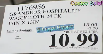 Grandeur Hospitality Washcloth 24 Pack | Costco Sale Price | Item 1176956