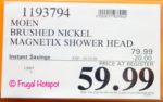 Moen Engage Brushed Nickel Magnetix Shower Head Costco sale Price