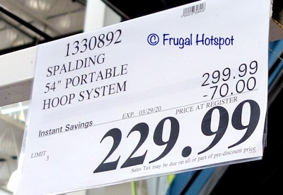 Spalding 54 Portable Basketball Hoop System Costco Sale Price