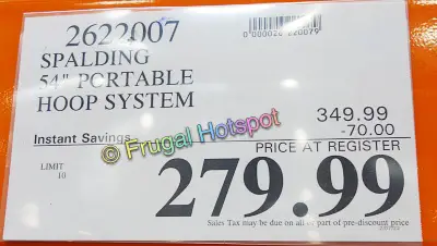 Spalding Portable Basketball Hoop | Costco Sale Price
