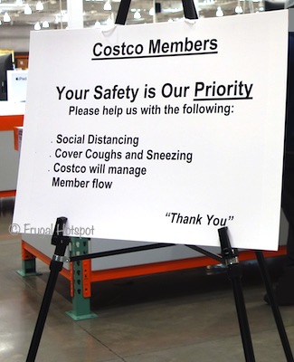 The Impact of Coronavirus at Costco (Social Distancing sign) March 17 2020