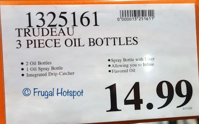 Trudeau Oil and Vinegar Bottle 3-Piece Set Costco price Trudeau Oil and Vinegar Bottle 3-Piece Set Costco price