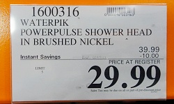 Costco Sale Price Waterpik PowerPulse Hand Held Shower Head