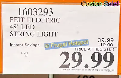 Feit Electric String Lights | Costco Sale Price | Item 1603293