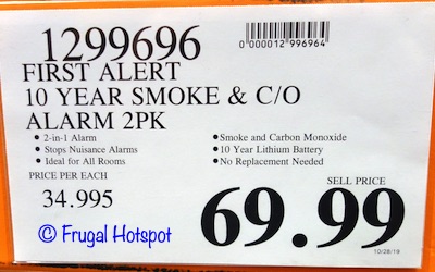 First Alert 10 Year Smoke and Carbon Monoxide Alarm Costco Price