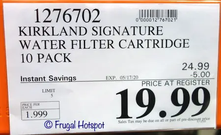 Kirkland Signature Water Filter Cartridge Costco Sale Price
