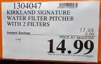 Kirkland Signature Water Filter Pitcher | Costco Sale Price
