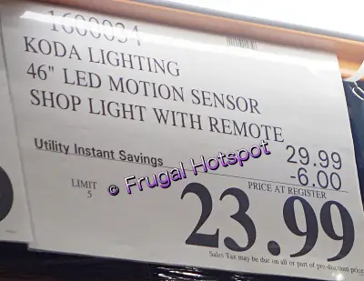 Koda LED Motion Sensor Shop Light with remote | Costco Sale Price